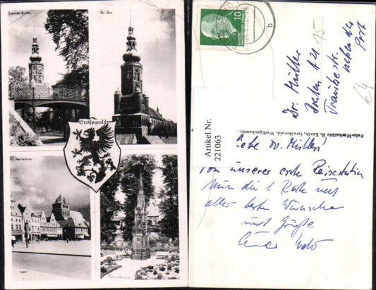 221063,Greifswald Dom Kirche Marienkirche Rubenow-Brücke Rubenow-Denkmal Mehrbildkarte