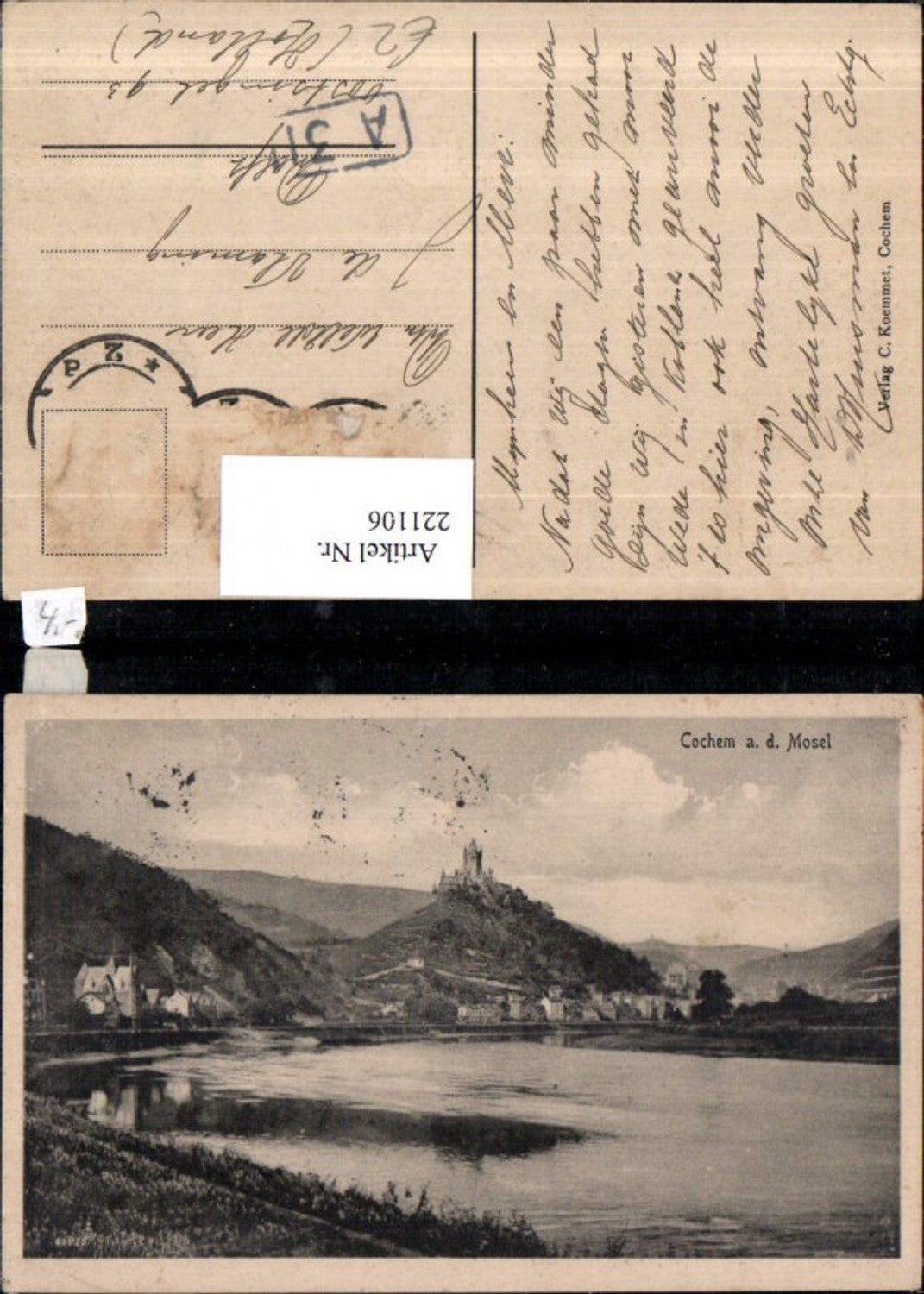 221106,Cochem a. d. Mosel Teilansicht m. Burg