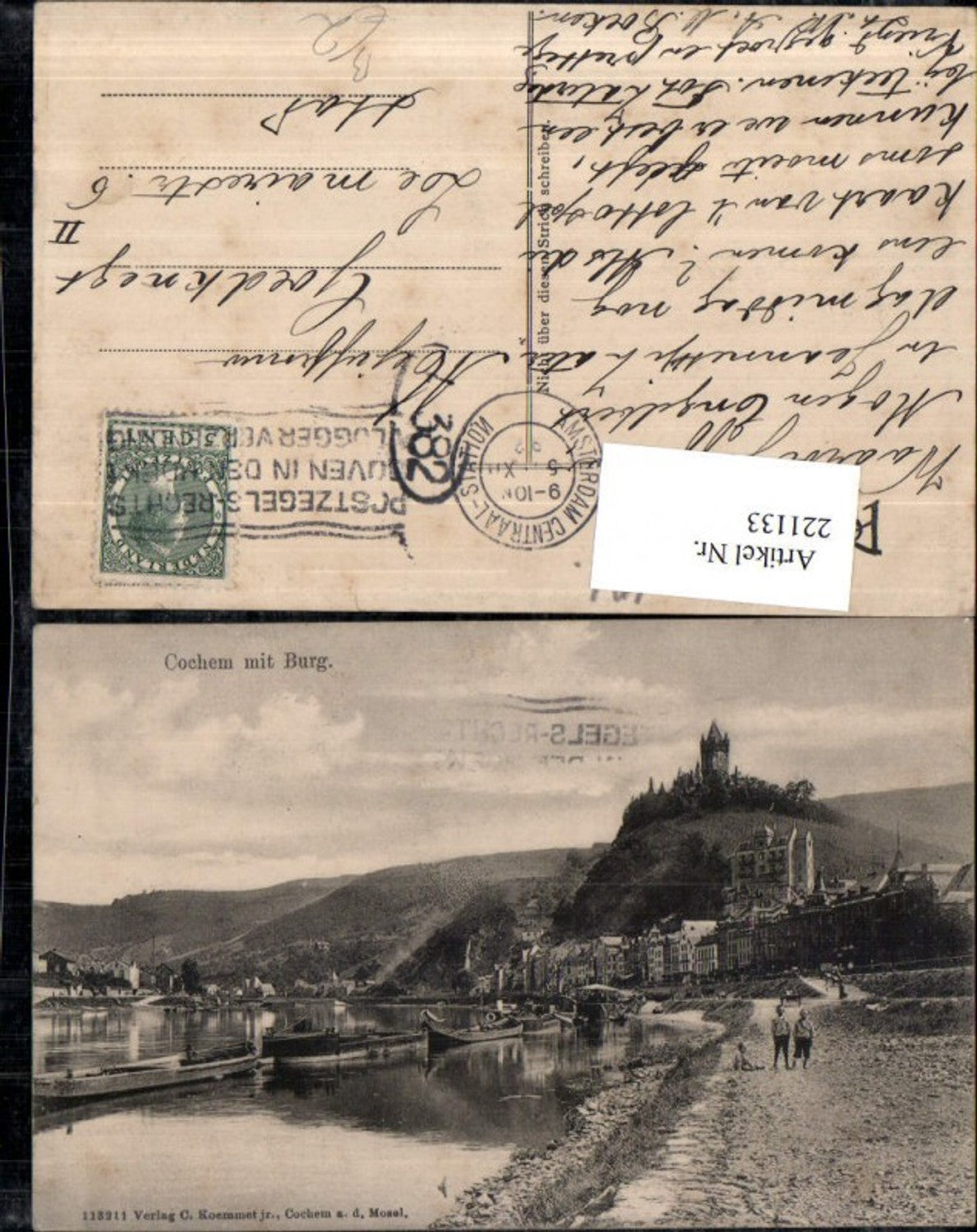 221133,Cochem a. d. Mosel Teilansicht m. Burg Ruderboote