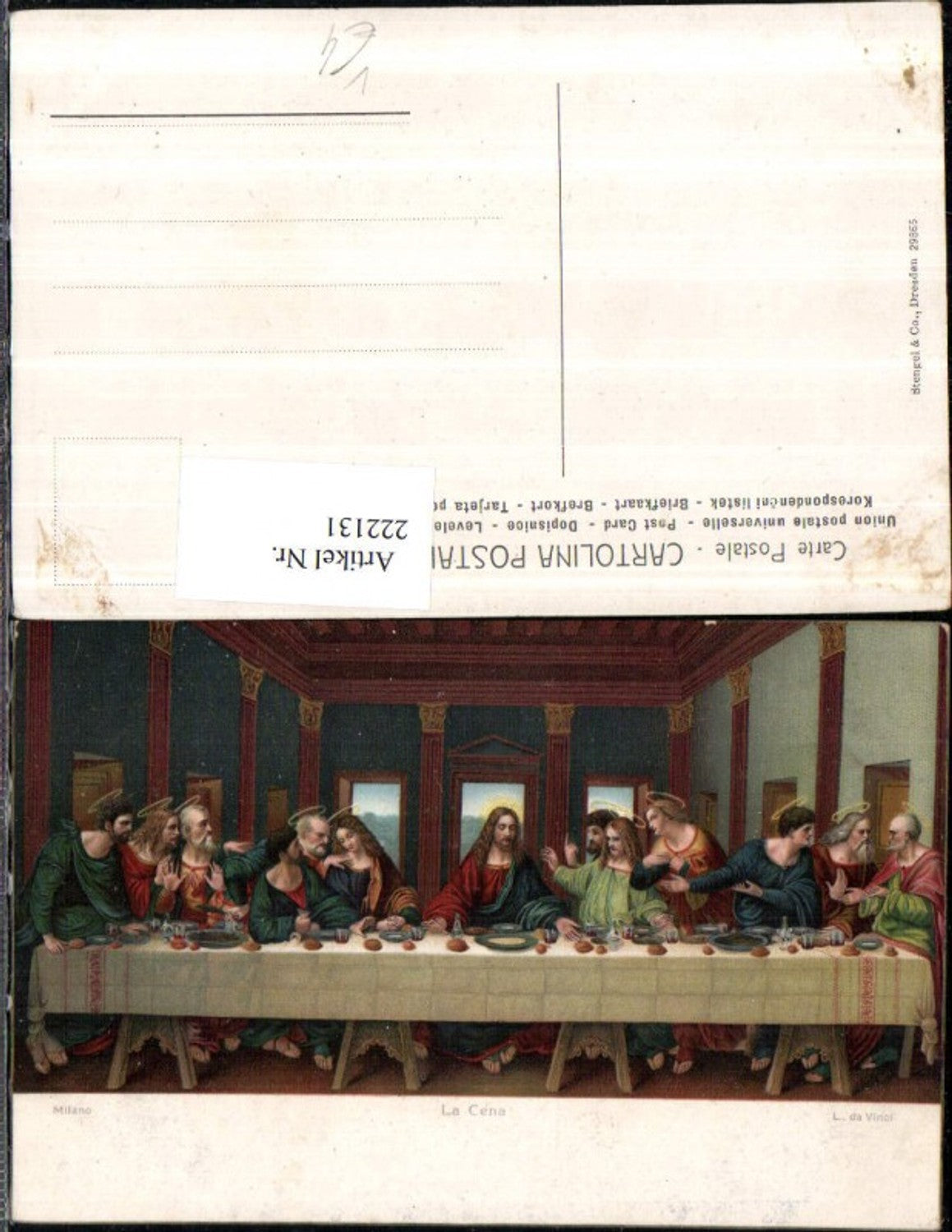 222131,Stengel & Co 29865 Künstler Leonardo da Vinci La Cena Das Abendmahl Milano Jesus Aposteln