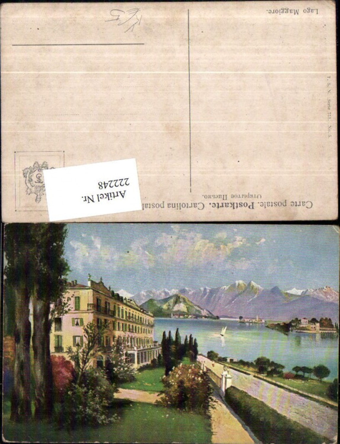 222248,Theo Stroefer Verlag 751/5 Künstler AK Lago Maggiore Gebäude