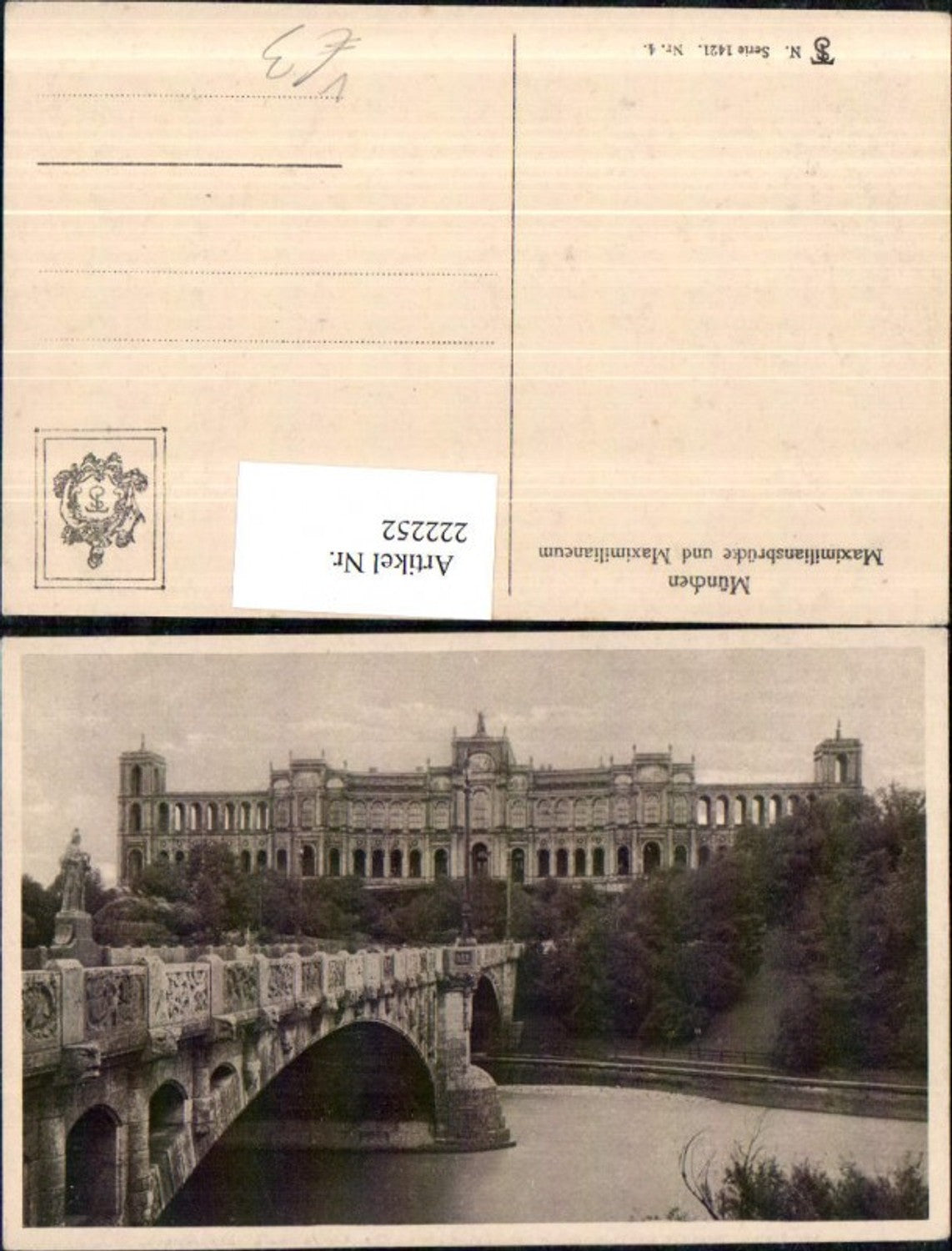 222252,Theo Stroefer Verlag 1421/4 München Maximiliansbrücke Brücke u. Maximilianeum