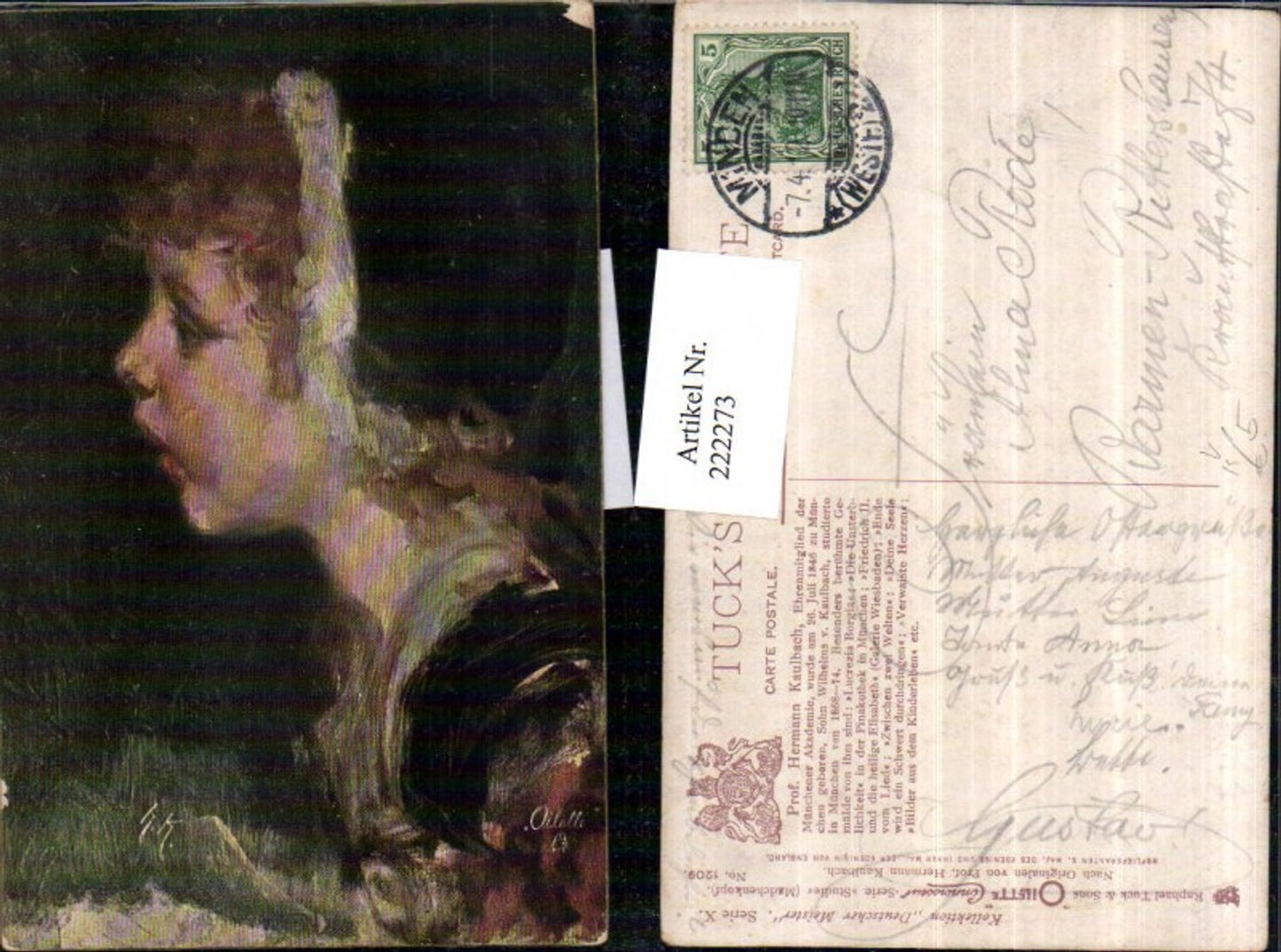 222273,Raphael Tuck & Sons 10/1209 Künstler H. Kaulbach Mädchen Portrait