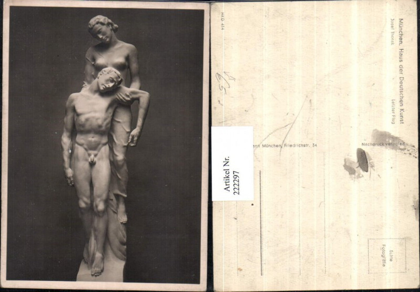 222297,Haus der Deutschen Kunst HDK 414 Künstler Josef Thorak Letzter Flug Statuen Akt Frau u. Mann