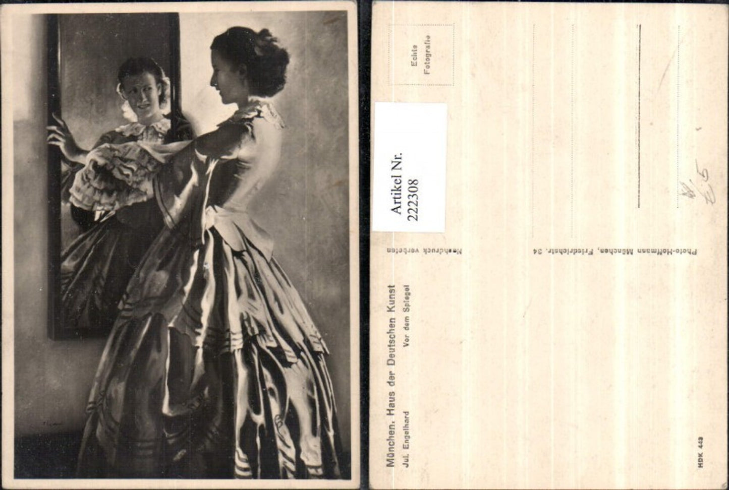 222308,Haus der Deutschen Kunst HDK 443 Künstler Julius Engelhard Vor dem Spiegel Frau m. Kleid