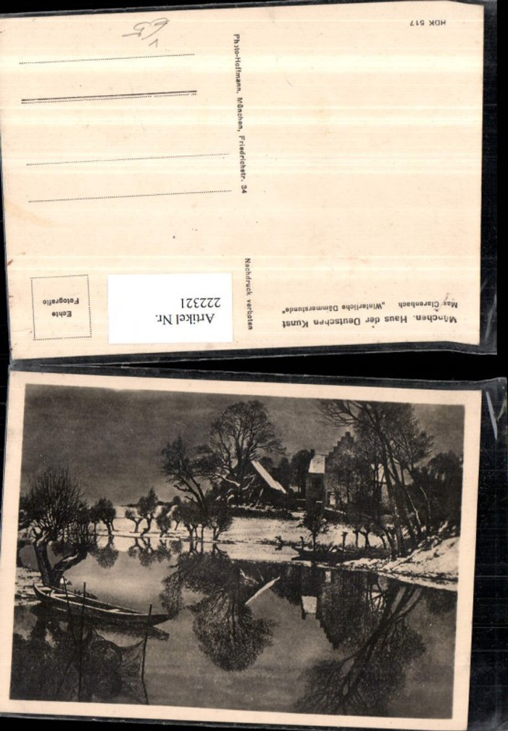 222321,Haus der Deutschen Kunst HDK 517 Künstler Max Clarenbach Winterliche Dämmerstunde Winterlandschaft