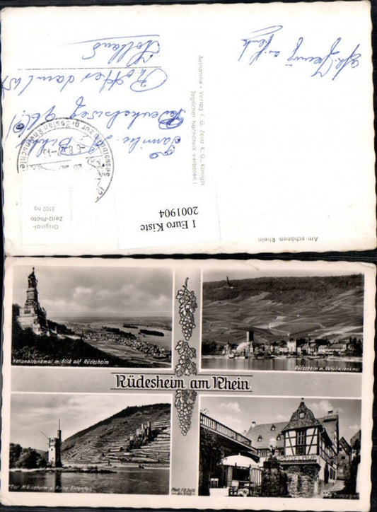 2001904,Rüdesheim am Rhein Totale Nationaldenkmal Mäuseturm u. Ruine Ehrenfels Drosselhof Mehrbildkarte