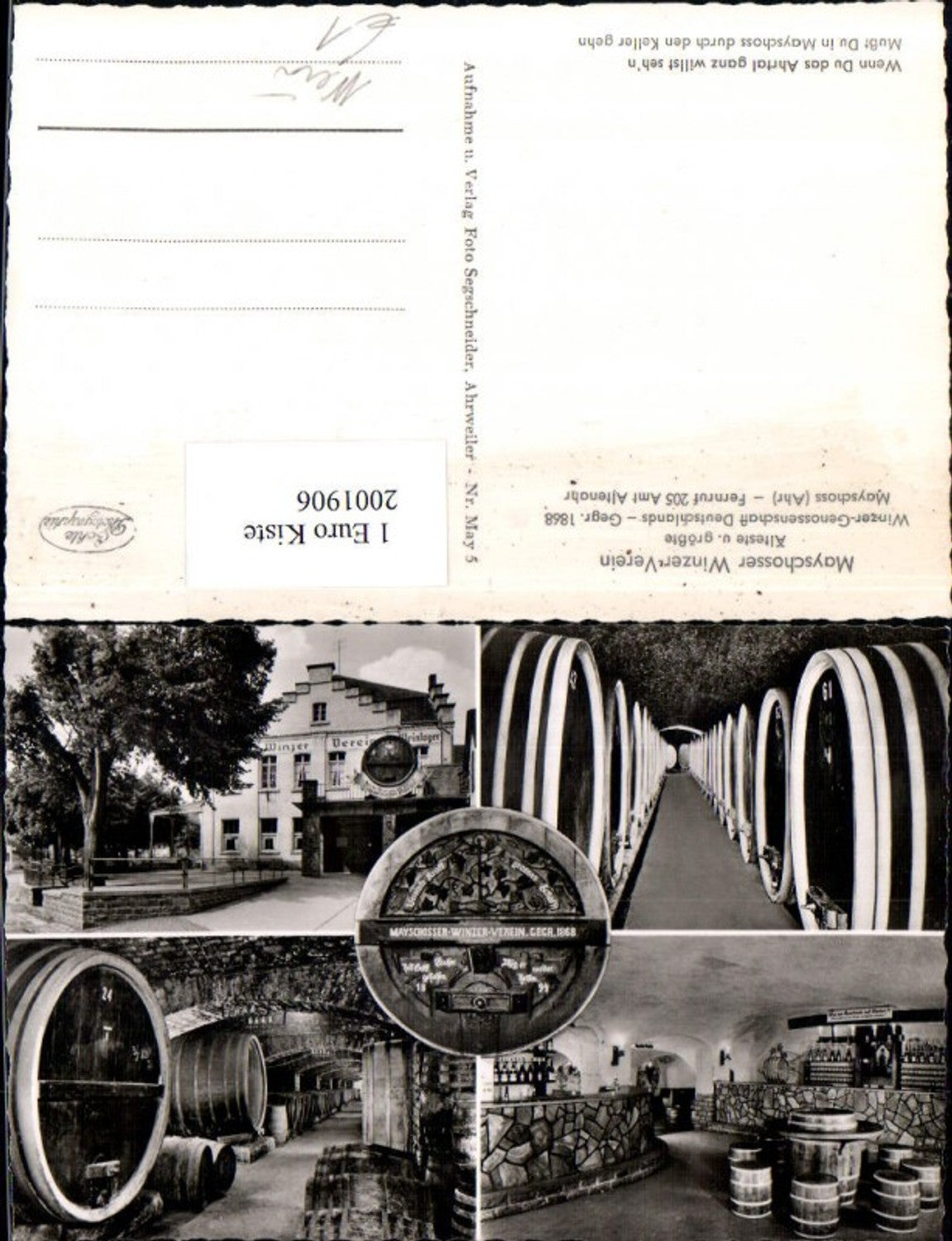 2001906,Mayschosser Winzer-Verein Hausansicht Fässer Wein Keller Mehrbildkarte