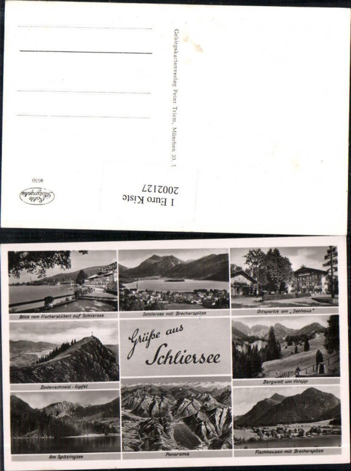 2002127,Gruß aus Schliersee Totale m. Brecherspitze Ortspartie Fischhausen Mehrbildkarte