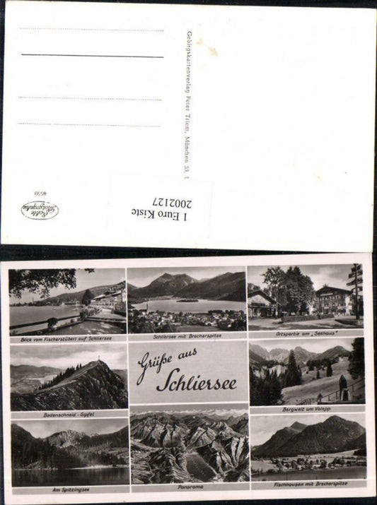 2002127,Gruß aus Schliersee Totale m. Brecherspitze Ortspartie Fischhausen Mehrbildkarte