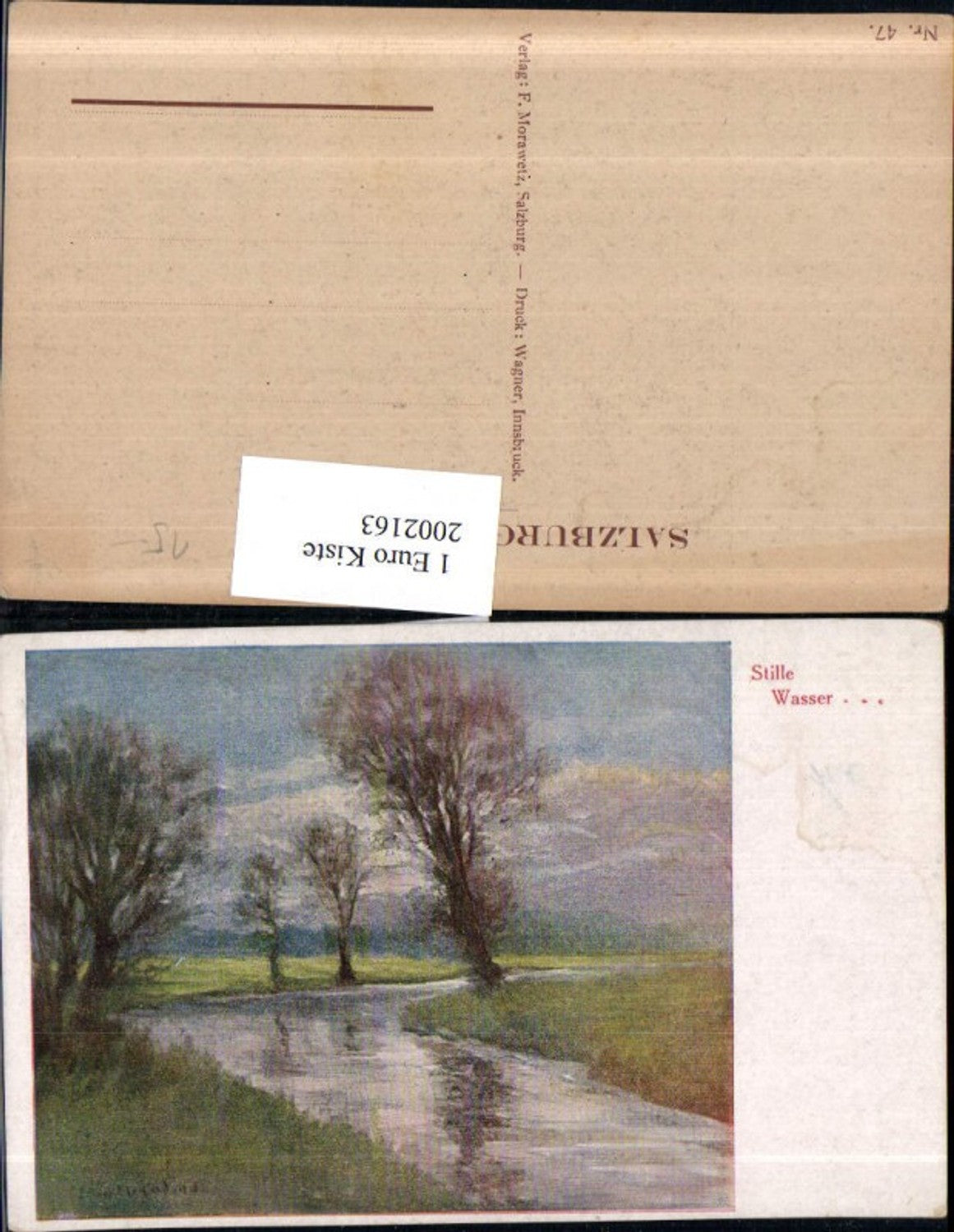 2002163,Künstler AK Landschaft Fluss „Stille Wasser“