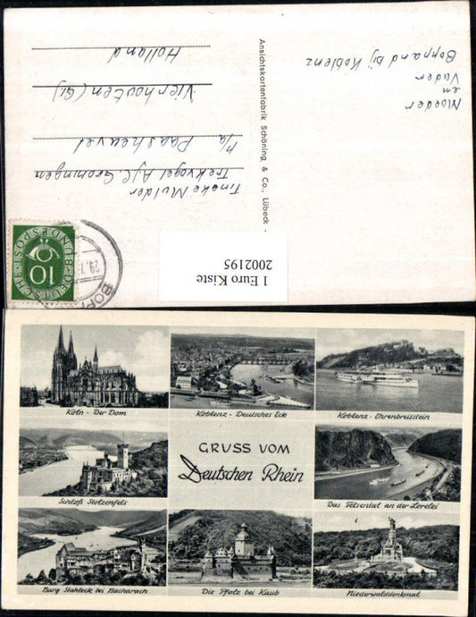 2002195,Köln Dom Koblenz Deutsches Eck Felsental a. d. Loreley Niederwalddenkmal Pfalz b. Kaub Burg Schoss