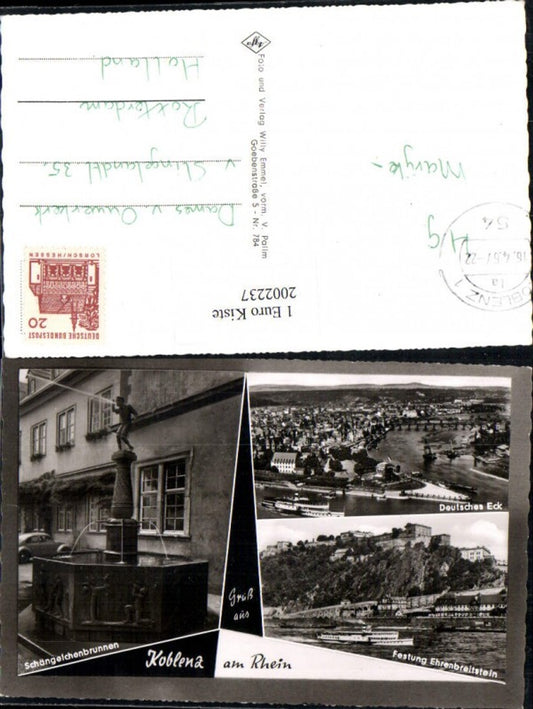2002237,Koblenz am Rhein Totale Deutsches Eck Festung Ehrenbreitstein Schängelchenbrunnen Brunnen Mehrbildkarte