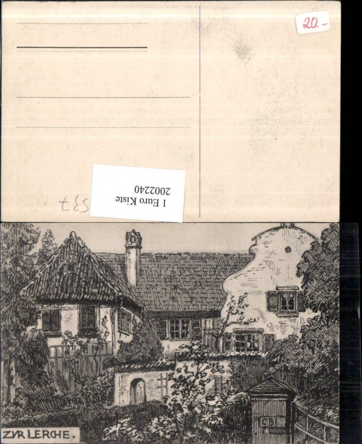 2002240,Künstler AK Zeichnung Gasthof Zur Lerche