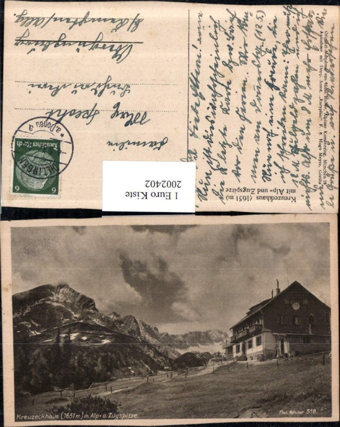 2002402,Kreuzeckhaus b. Garmisch Partenkirchen m. Alp- und Zugspitze