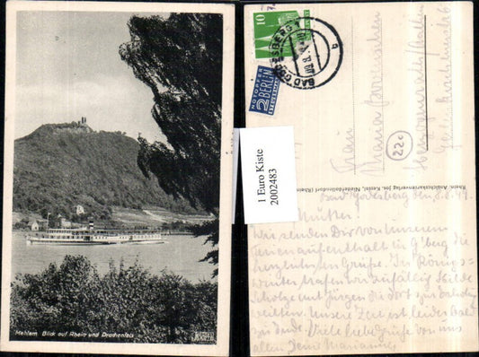2002483,Mehlem Blick auf Rhein u. Drachenfels Dampfer Schiff