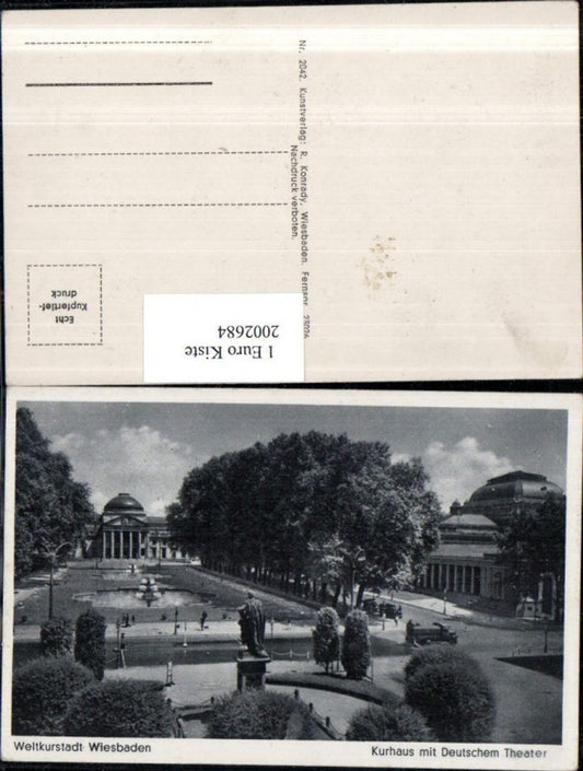2002684,Wiesbaden Kurhaus m. Deutschem Theater Garten Brunnen Denkmal