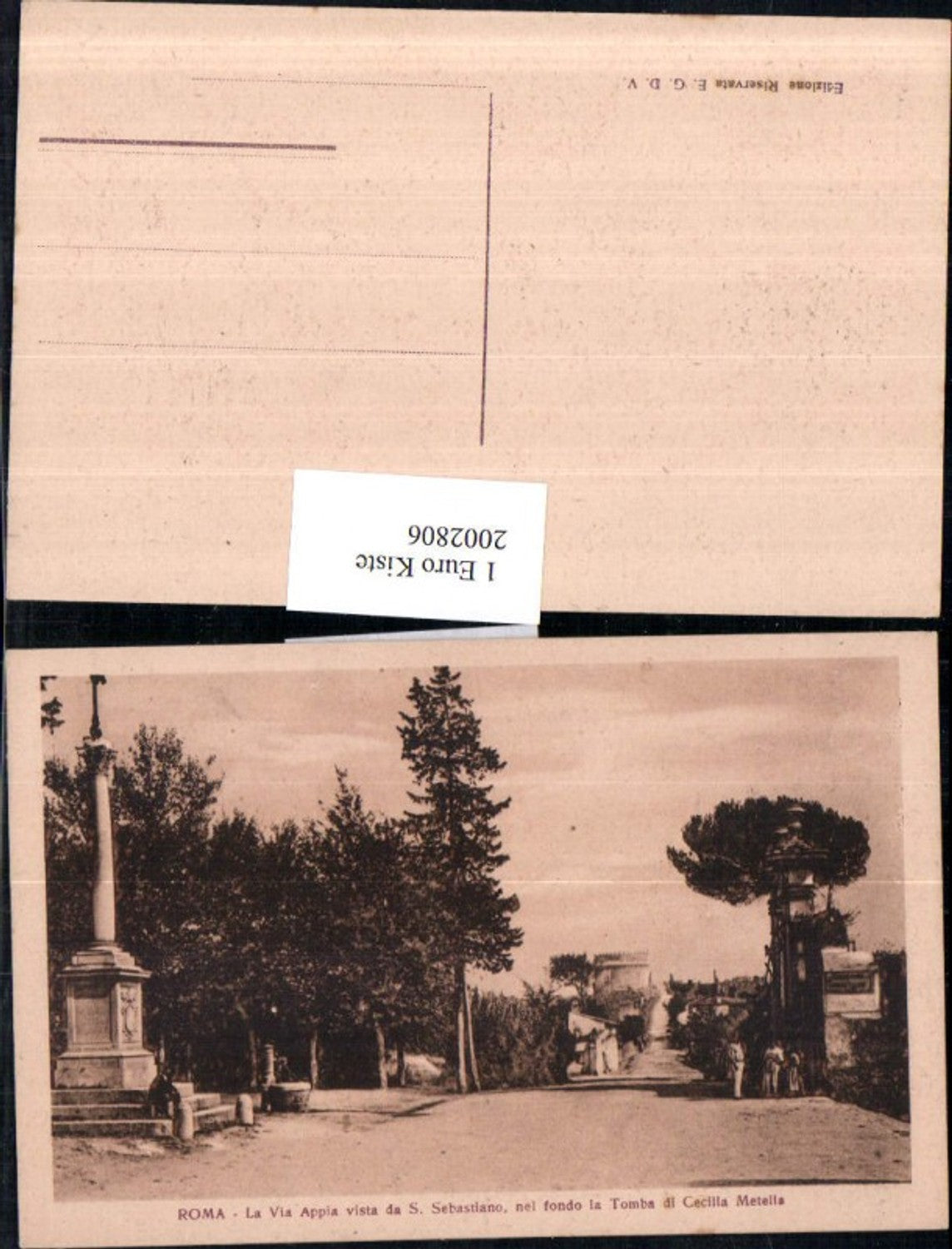 2002806,Roma Rom La via Appia vista de San Sebastiano nel fondo la Tomba di Cecilia Metella Denkmal