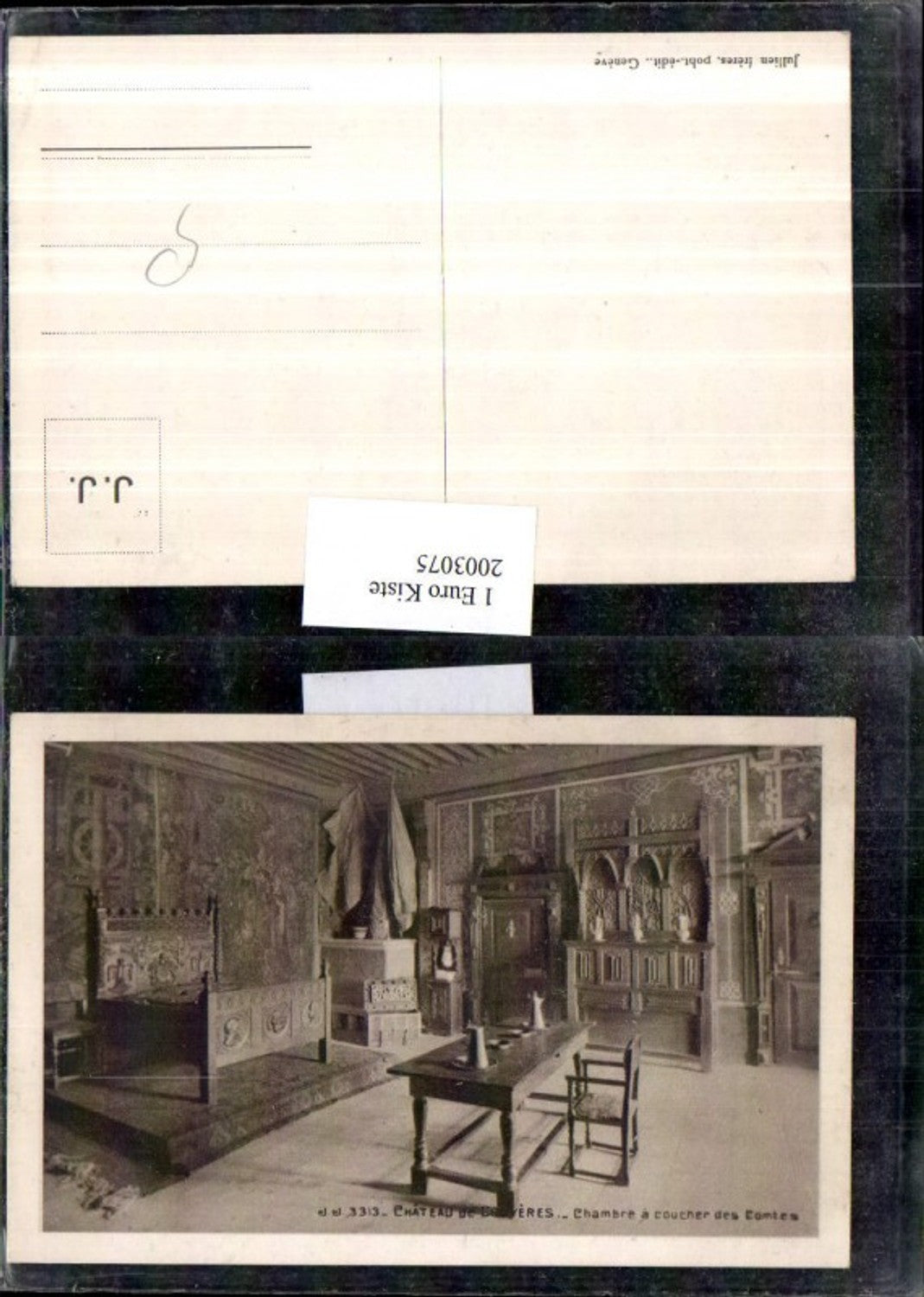 2003075,Chateau de Greyeres Schloss Greyerz Chambre a Coucher des Comtes Innenansicht