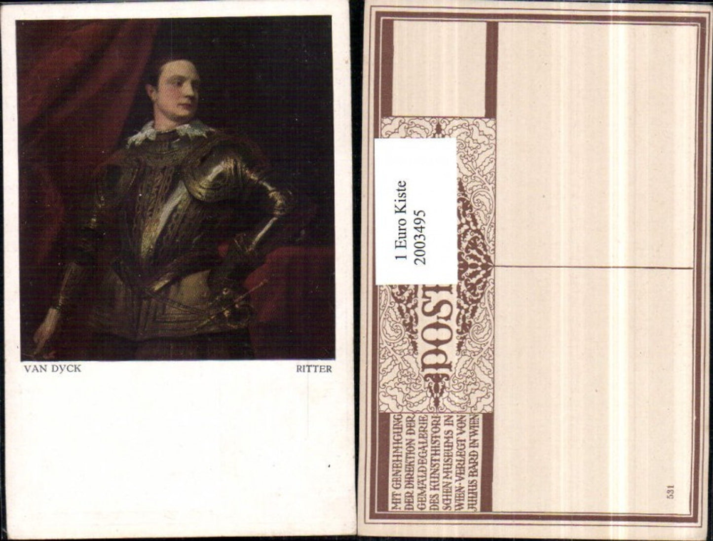 2003495,Künstler AK Van Dyck Ritter Rüstung Portrait