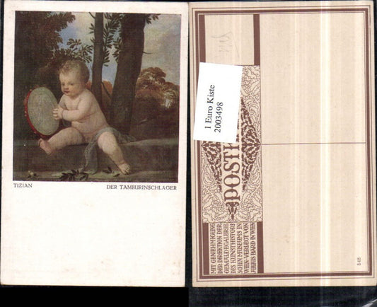 2003498,Künstler AK Tizian Der Tamburinschläger Kind m. Tamburin