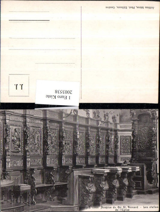 2003538,Hospice du Gd. St. Bernard Les stalles de l'Eglise Kirche Innenansicht