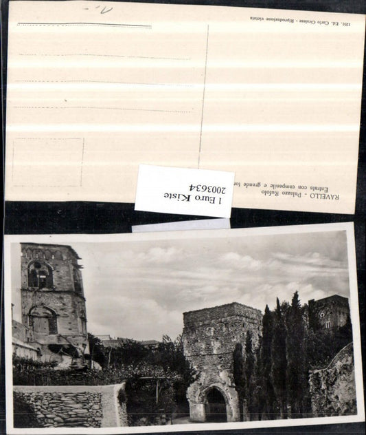 2003634,Ravello Palazzo Rufolo Entrata con campanile e grande torre Kirche