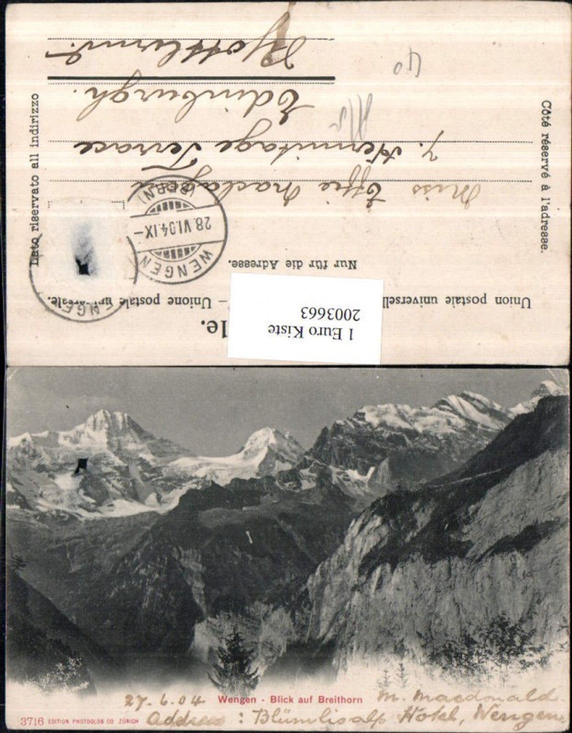 2003663,Wengen Blick auf Breithorn Bergkulisse