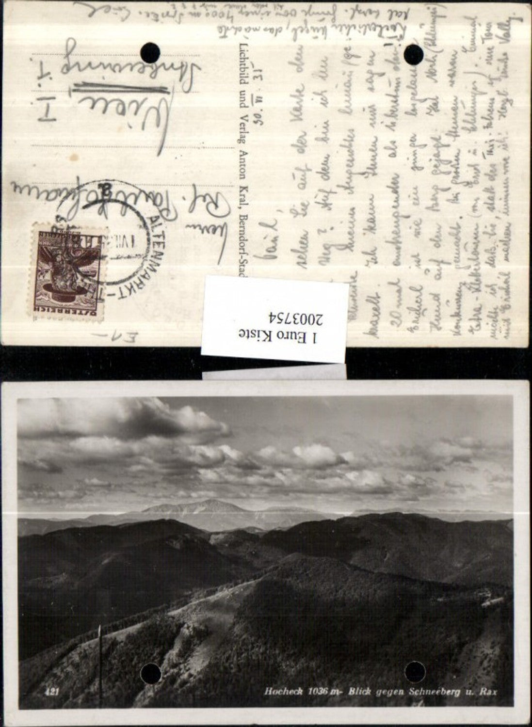 2003754,Hocheck Blick geg. Schneeberg u. Rax b. Puchberg