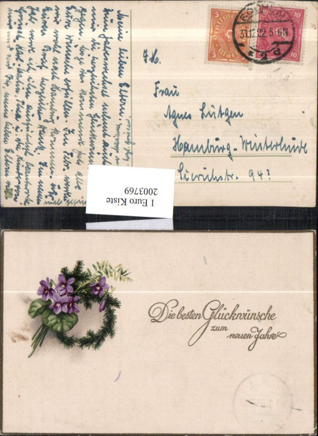 2003769,Neujahr Tannenzweige Kranz Veilchen