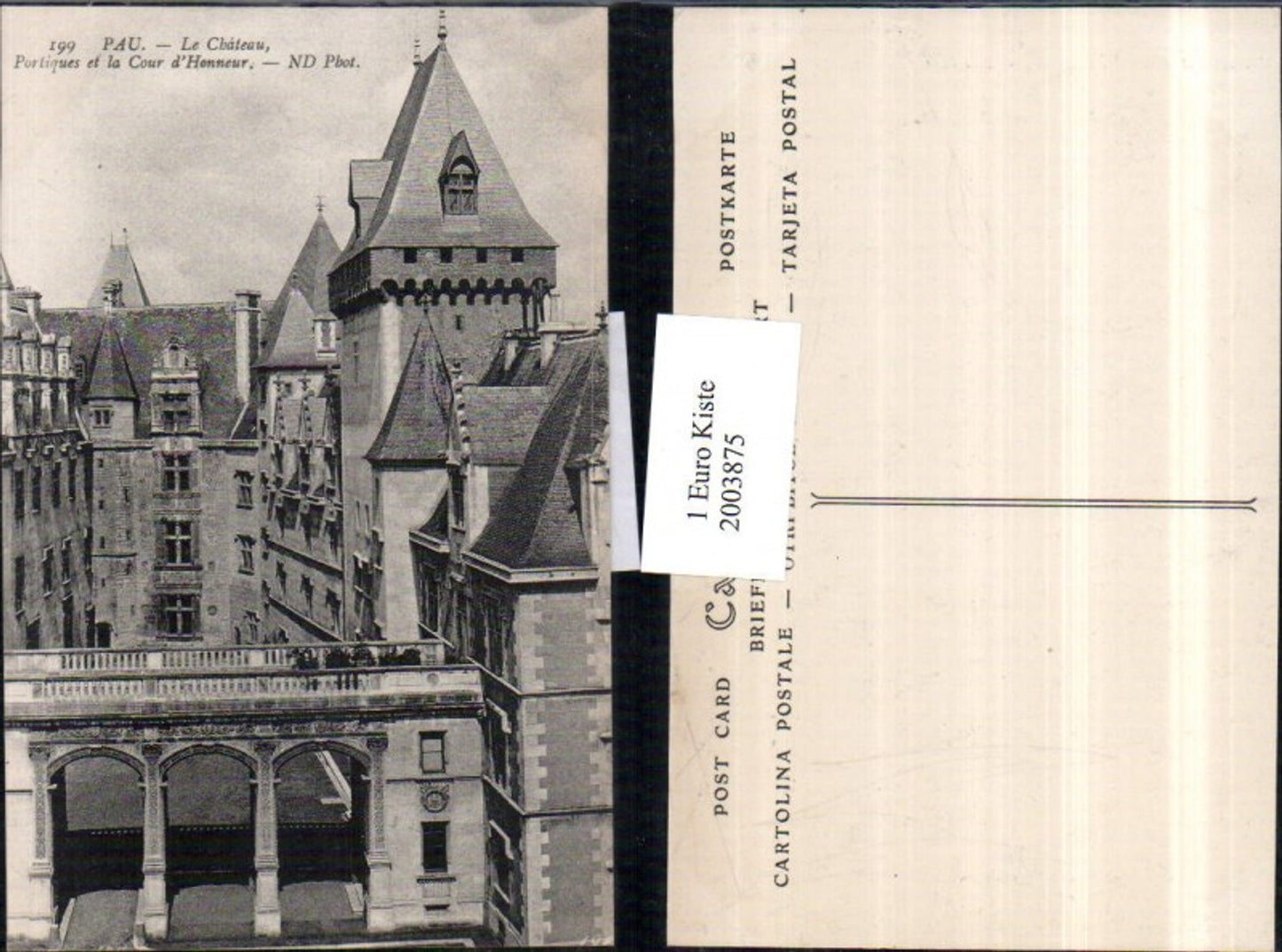 2003875,Pau La Chateau Portiques et la Cour d'Honneur Schloss