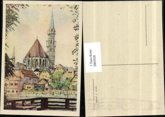 2003920,Künstler AK A. Scholler Aquarell Steyr Stadtpfarrkirche Kirche