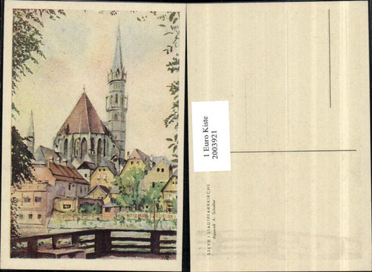 2003921,Künstler AK A. Scholler Aquarell Steyr Stadtpfarrkirche Kirche