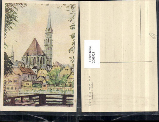 2003925,Künstler AK A. Scholler Aquarell Steyr Stadtpfarrkirche Kirche