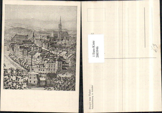 2003946,Künstler AK A. Scholler Federzeichnung Zeichnung Steyr v. Tabor Teilansicht