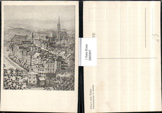 2003947,Künstler AK A. Scholler Federzeichnung Zeichnung Steyr v. Tabor Teilansicht