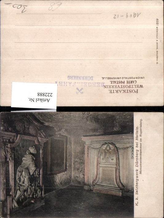 222888,K. k. Salzbergwerk Bergwerk Dürnberg b. Hallein Monumentenkammer im Rupertsberg Innenansicht