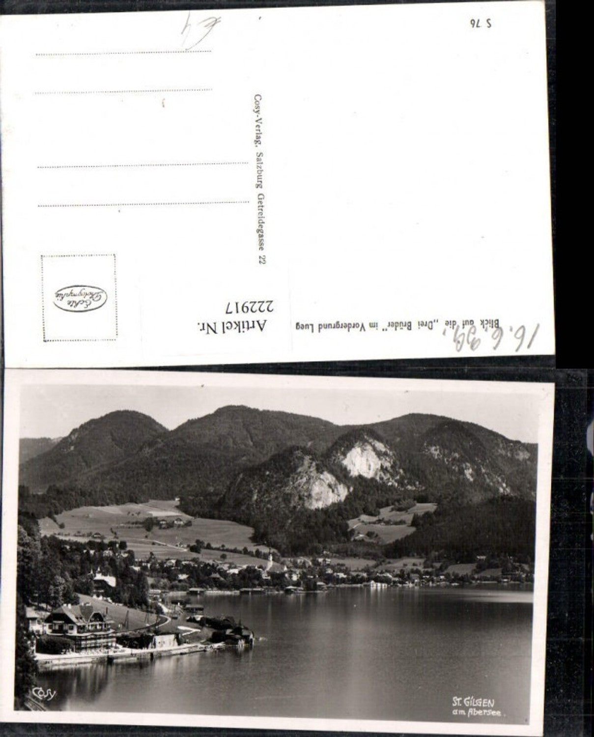 222917,St. Gilgen a. Abersee Totale Blick auf d. Drei Brüder m. Lueg