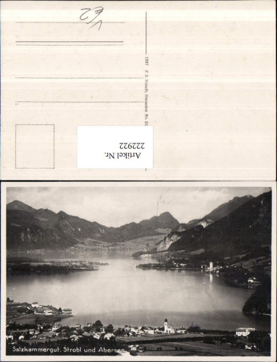 222922,Salzkammergut Strobl a. Abersee Totale pub F. E. Brandt 5163