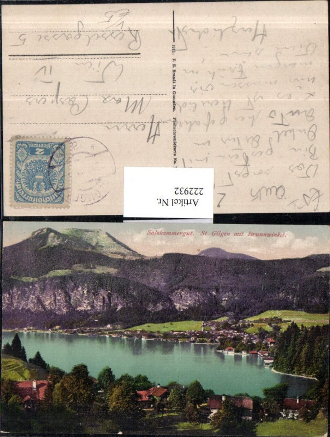 222932,Salzkammergut St. Gilgen m. Brunnwinkel Totale pub F. E. Brandt 1033