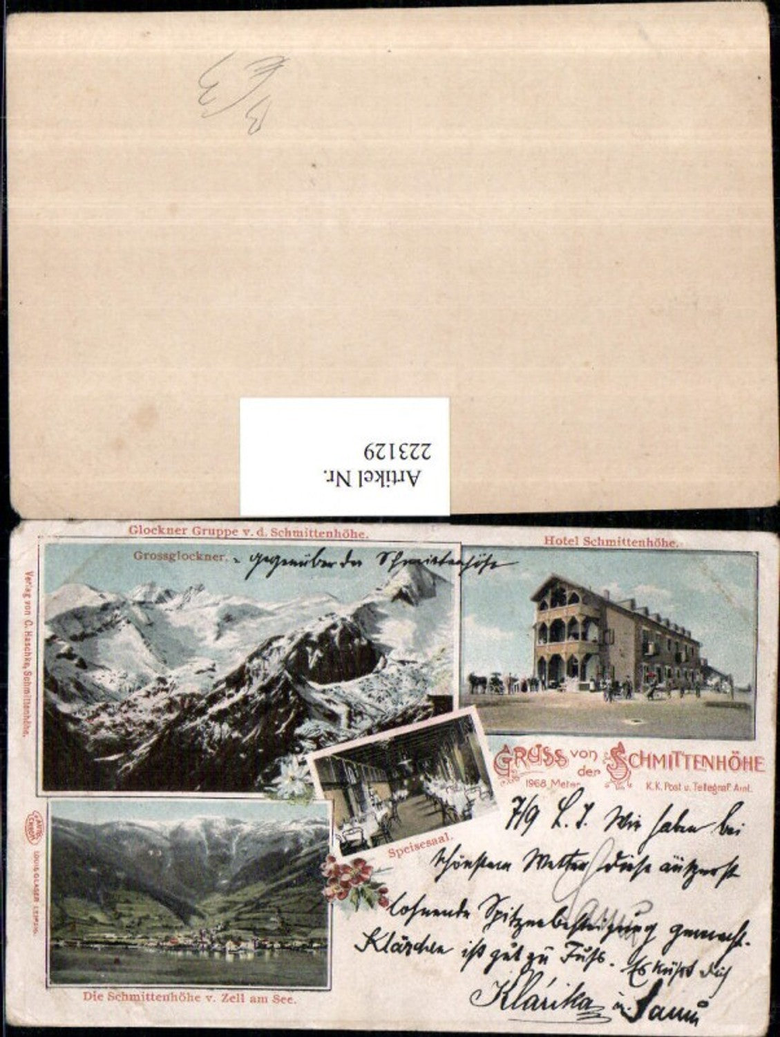 223129,Gruß v. d. Schmittenhöhe b. Zell a. See Großglockner Hotel Speisesaal Mehrbildkarte