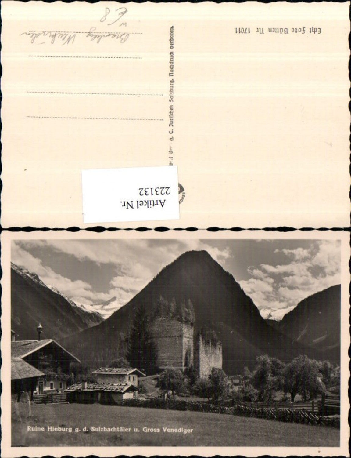 223132,Ruine Hieburg geg. d. Sulzbachtäler u. Großvenediger b. Bramberg Neukirchen