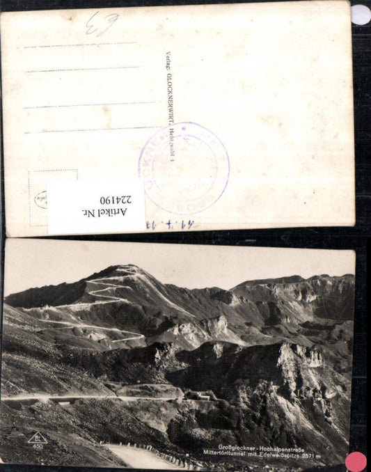 224190,Großglockner Hochalpenstraße Mittertörltunnel m. Edelweißspitze Bergkulisse