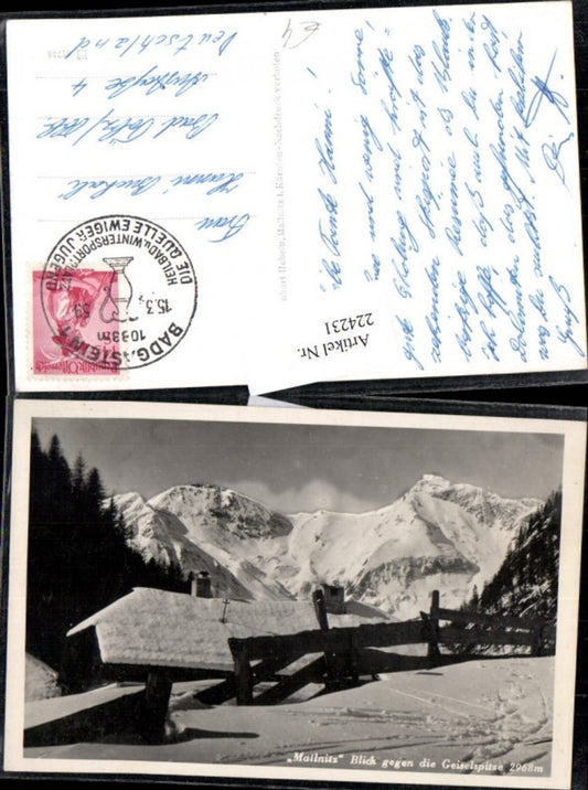 224231,Mallnitz Blick geg. d. Geiselspitze Berghütte Winterbild