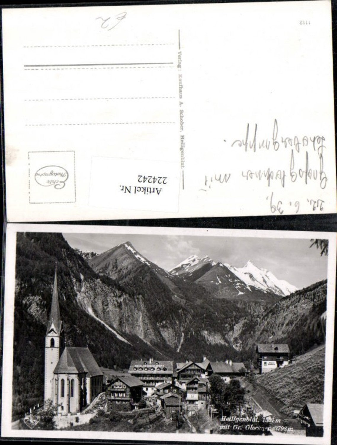 224242,Heiligenblut Totale Kirche m. Großglockner