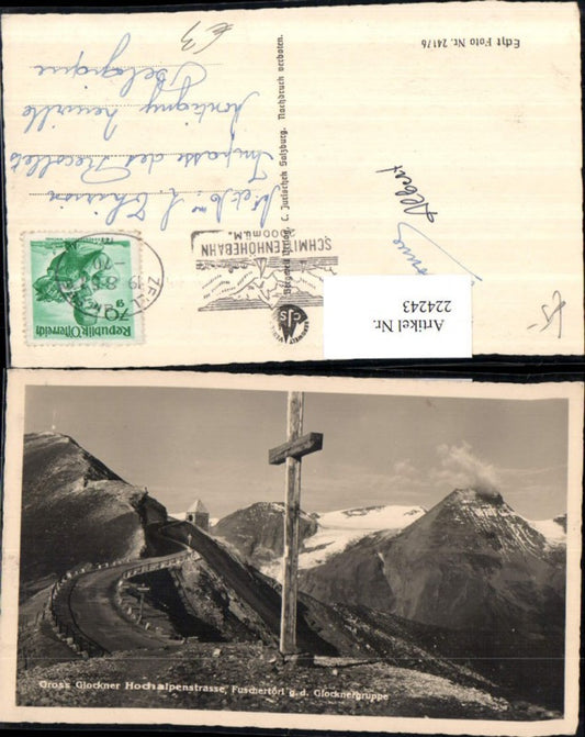 224243,Großglockner Hochalpenstraße Fuschertörl geg. d. Glocknergruppe Kreuz