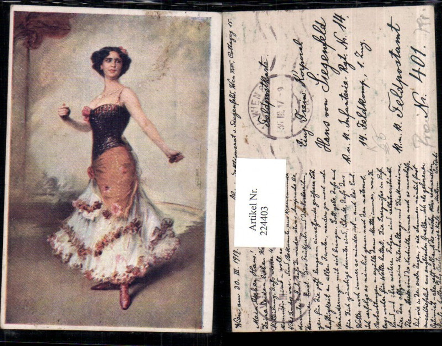 224403,Künstler AK Kaulbach Tänzerin Frau m. Kleid