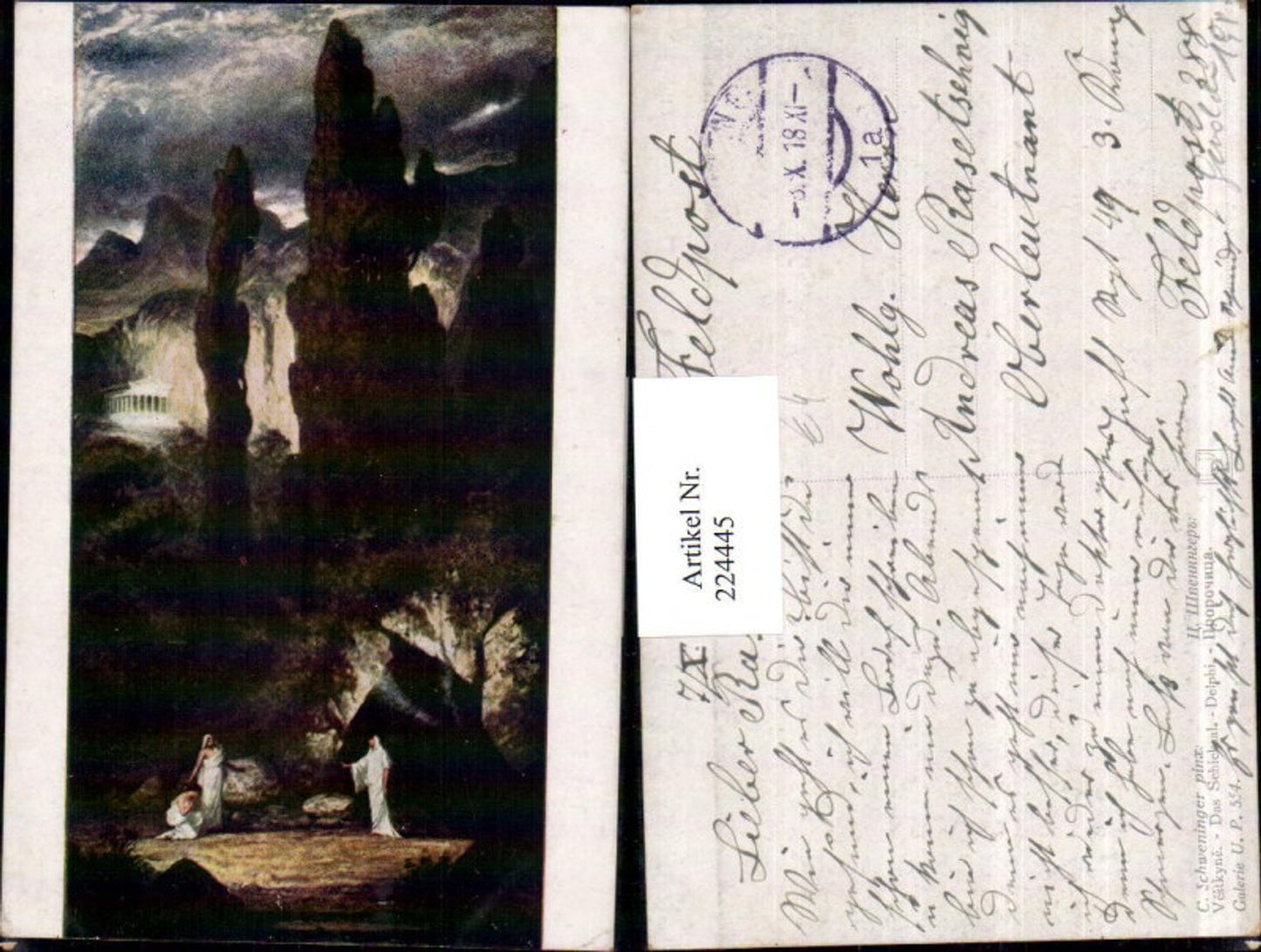224445,Künstler AK C. Schweninger Das Schicksal Landschaft Höhle