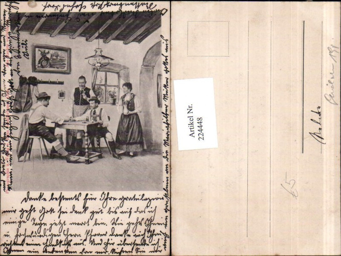 224448,Künstler AK Leute i. Tracht b. Tisch Pfeife Lampe Fenster pub Hans Schullerbauer Graz