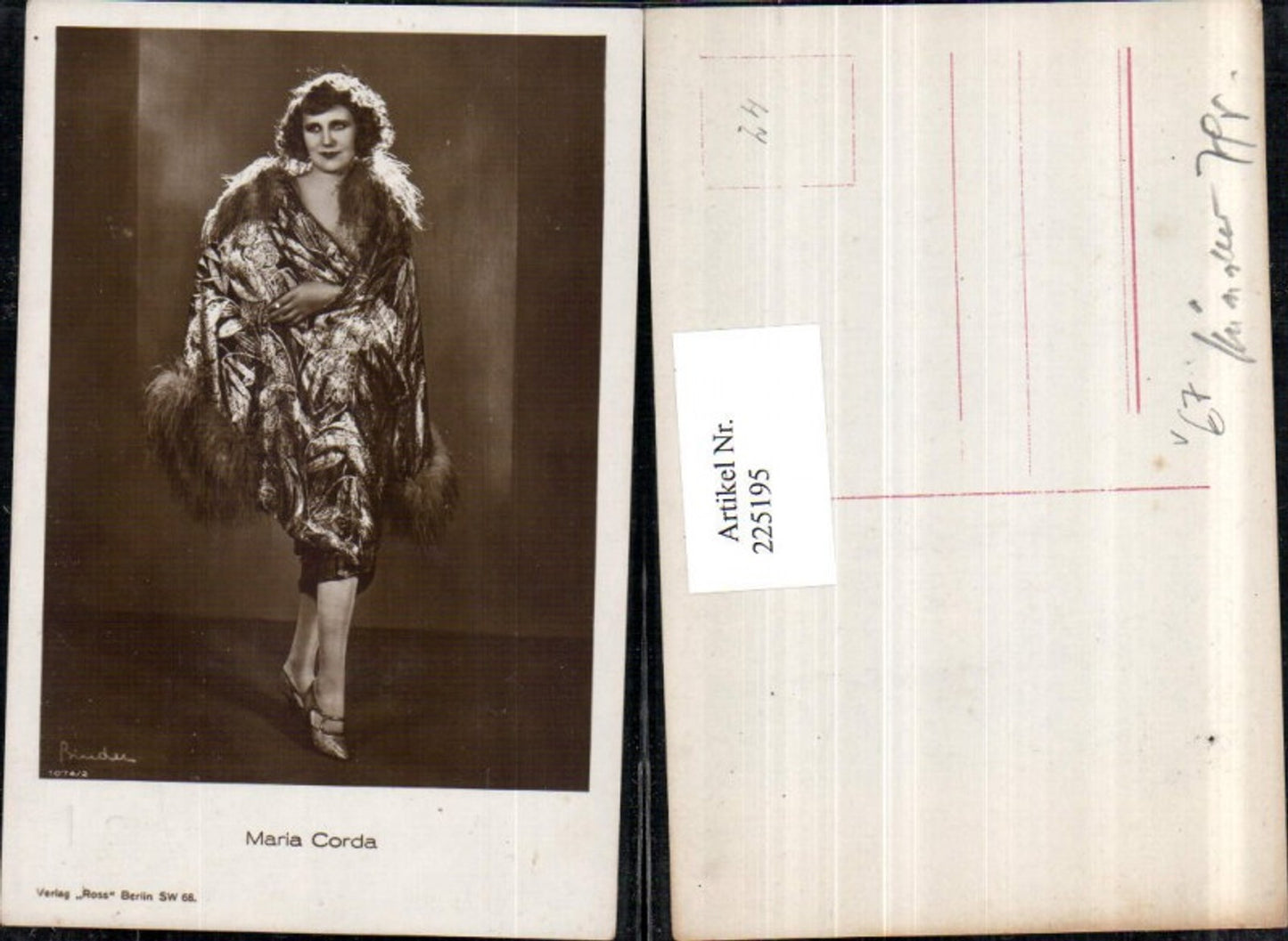 225195,Schauspielerin Maria Corda pub Ross Berlin